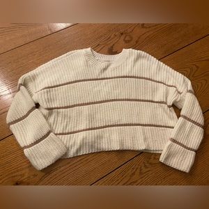 Women’s Cropped Pink/White Striped Sweater